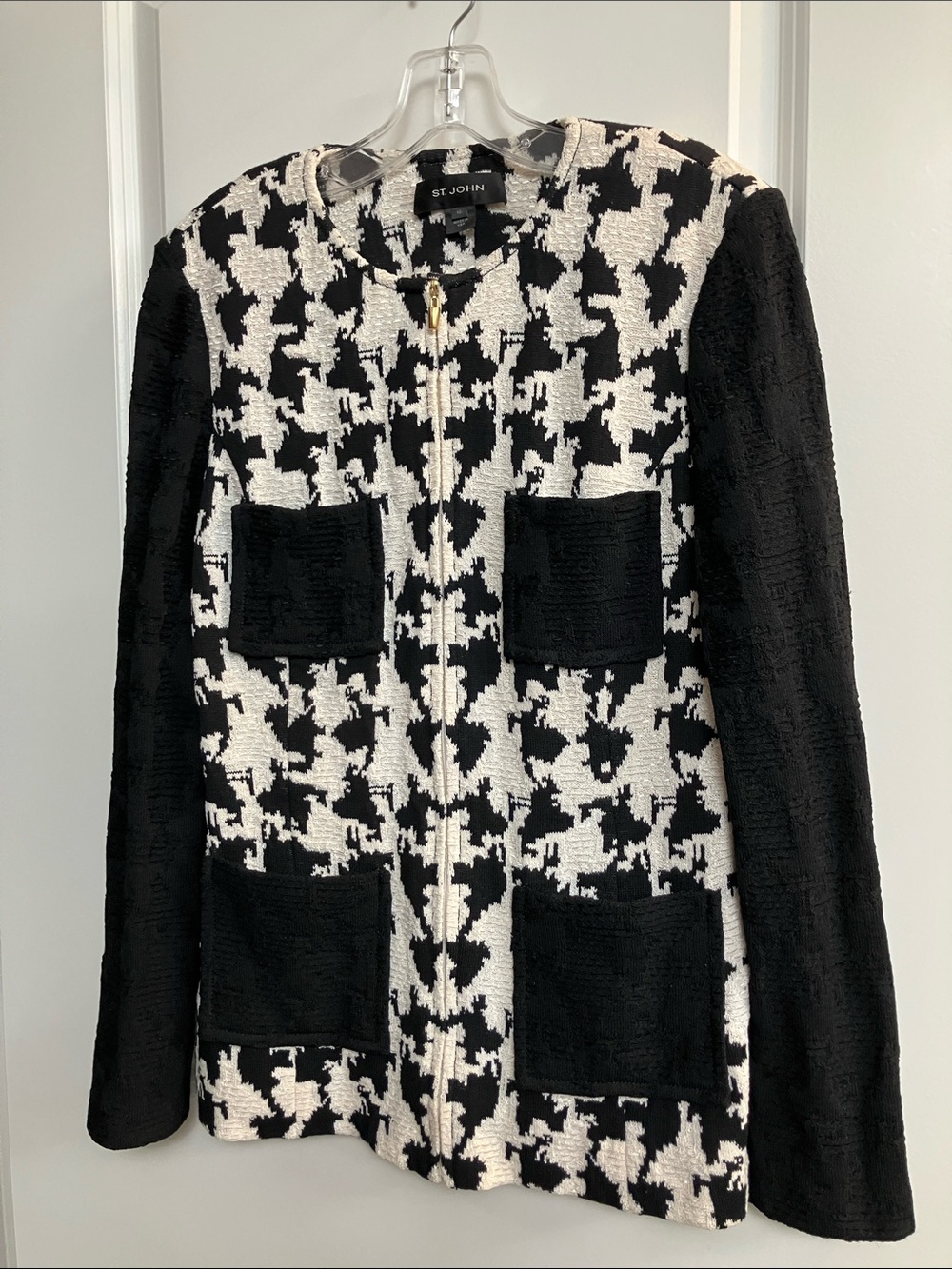 St. John 10 Black White Blazer Jacket